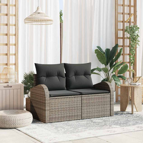 Garden Sofa with Cushion Grey 124 x 62 x 69cm Poly Rattan 42006744