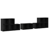 TV Cabinet Set Wall-mounted 8 pcs Black Oak Engineered Wood 3393274