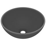 Luxury Bathroom Basin Round Matt Dark Grey 32.5x14 cm Ceramic 146972