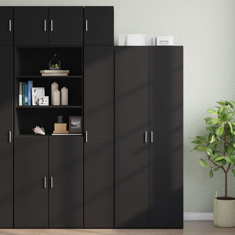 Slim Storage Cabinet Black 30x42.5x225 cm Engineered Wood 3281260