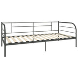 284674 DayBed Frame without Mattress Grey Metal 90x200 cm