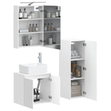 Bathroom Furniture Set 4 pcs White Engineered Wood and Glass 3407431