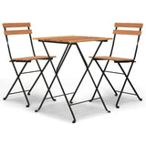 Folding Bistro Set Teak Solid Teak Wood, Powder-Coated Steel Medium 319977