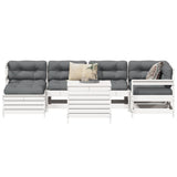 7 Piece Garden Sofa Set White Solid Wood Pine 3250973