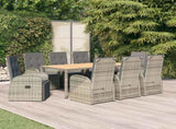 9 Piece Garden Dining Set Grey Poly Rattan&Solid Wood Acacia 3157626
