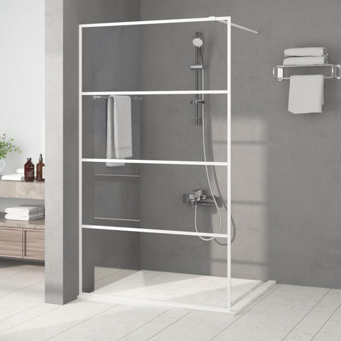 Walk-in Shower Wall White 115x195 cm Clear ESG Glass 152143