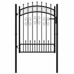 Fence Gate with Spear Top Black 103x125 cm Powder-coated Steel 151091