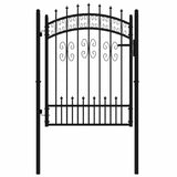 Fence Gate with Spear Top Black 103x125 cm Powder-coated Steel 151091
