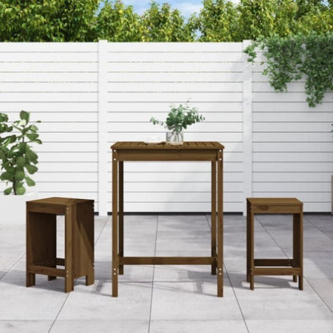 3 Piece Garden Bar Set Honey Brown Solid Wood Pine 3157736
