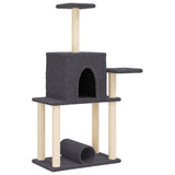 Cat Tree with Sisal Scratching Posts Dark Grey 122 cm 172090
