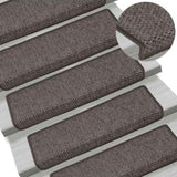 Stair Mats Self-adhesive Sisal-Look 15 pcs 65x21x4 cm Grey and Beige 326884