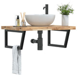 Basin Shelf Wall Mounted Steel and Solid Wood Acacia 3302911