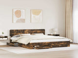 Bed Frame with Drawer Smoked Oak 180 x 200 cm Engineered Wood 3412343