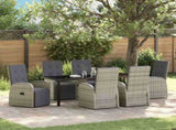 Garden Dining Set with Cushion 7 pcs Grey Poly Rattan 3379504