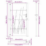 Garden Gate with Lock Black 110 x 180 cm Powder-coated steel 42015892