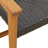 Garden Chairs 2 pcs Black Poly Rattan and Acacia Wood 367595