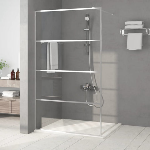 Walk-in Shower Wall Silver 115x195 cm Clear ESG Glass 152138