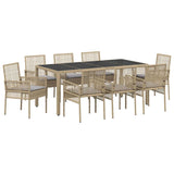 Garden Dining Set 9 pcs Beige Poly rattan 3334884