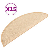 Stair Mats 15 pcs 56x17x3 cm Cream Half Round 149853