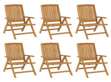 Reclining Garden Chairs 6 pcs Solid Wood Teak 3154924