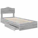 Storage Bed with Drawer Grey Sonoma 90 x 200 cm Engineered Wood 3413136