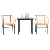 3 Piece Garden Dining Set Brown Poly Rattan Glass 3334590