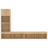 4 Piece TV Wall Units with LED Sonoma Oak Engineered Wood 3216642