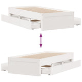 Bed Frame without Mattress with Drawers White 90x200 cm Solid Wood Pine 3308814