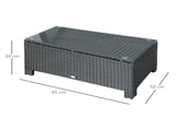 PE Rattan Coffee Table, Rectangular Outdoor Coffee Table with Tempered Glass Top, 70 KG Capacity for T3398P315945