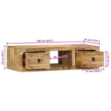 Wall-mounted TV Cabinet 100x32x25 cm Solid Wood Rough Mango 4104525