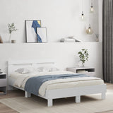 Bed Frame White Engineered wood, Plywood Double Bed Frame 3207567