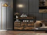 Rustic Chest of Five Fabric Drawers - Rustic Brown T3398P330512