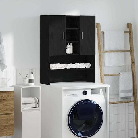 ZNTS Washing Machine Cabinet Black Oak 70.5x25.5x90 cm 862063