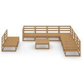 ZNTS 10 Piece Garden Lounge Set Honey Brown Solid Pinewood 3075862