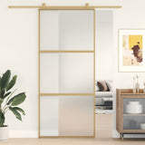 ZNTS Sliding Door Gold 90x205 cm Frosted ESG Glass and Aluminium 155152