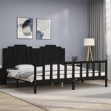 Bed Frame without Mattress Black 200x200 cm Solid Wood Pine 3192320