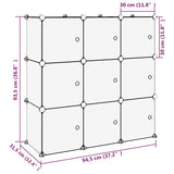 ZNTS Storage Cube Organiser with 9 Cubes and Doors Black PP 340558