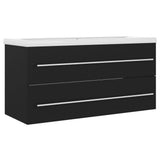 Sink Cabinet with Built-in Basin Black Engineered Wood 3099069