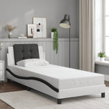Bed Frame without Mattress "Zadar" White and Black 100x200 cm Faux Leather 3208169