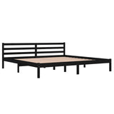 ZNTS Bed Frame without Mattress Solid Wood Pine 200x200cm Black 810454