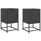 Bedside Cabinets 2 pcs Black 36x39x60.5 cm Steel 846447