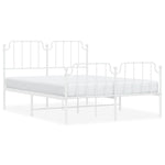 ZNTS Metal Bed Frame with Headboard and Footboard White 140x190 cm 373954