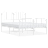 ZNTS Metal Bed Frame with Headboard and Footboard White 140x190 cm 373954