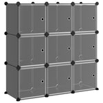 ZNTS Storage Cube Organiser with 9 Cubes and Doors Black PP 340558