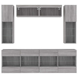 6 Piece TV Wall Cabinet Set with LED Lights Concrete Grey 3216800