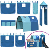 Bunk Bed without Mattress with Slide and Curtains Blue 80x200 cm 3284171