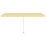 ZNTS Freestanding Manual Retractable Awning 500x350 cm Yellow/White 3069658