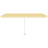 ZNTS Freestanding Manual Retractable Awning 500x350 cm Yellow/White 3069658