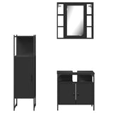 3 Piece Bathroom Cabinet Set Black Engineered Wood 3214755