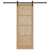 Sliding Door Manual Natural and black 78 x 211 cm 3333192